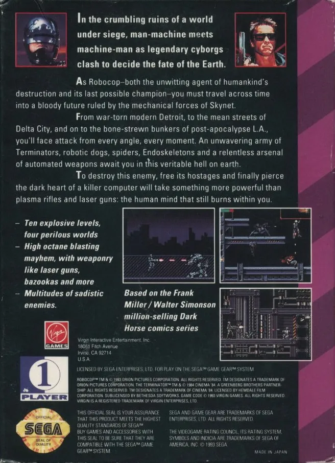 RoboCop versus The Terminator box back