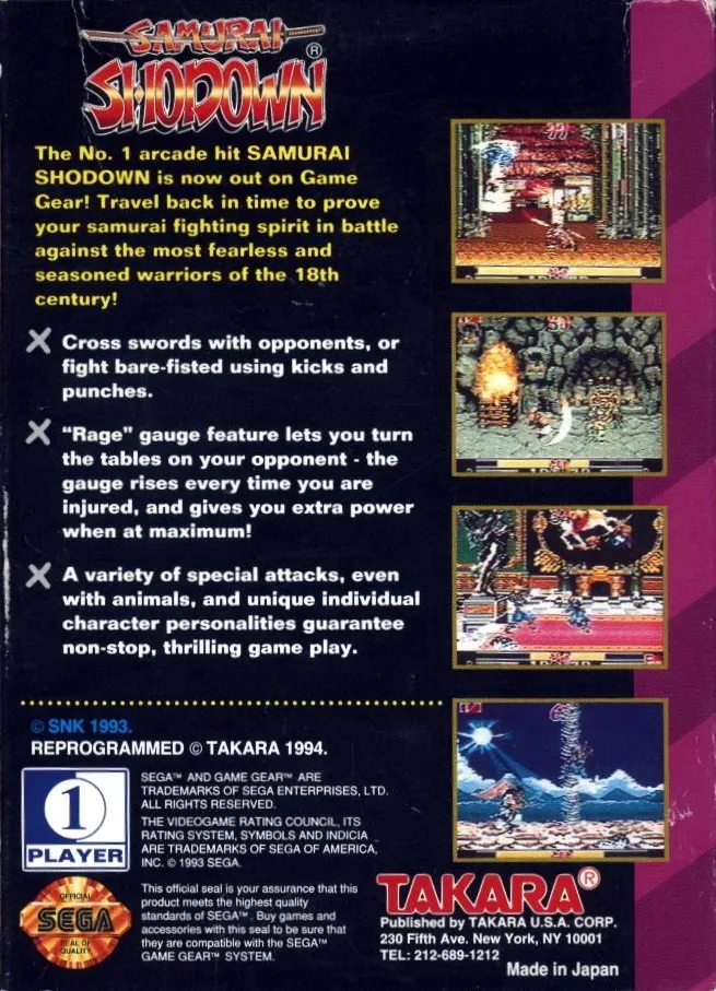 Samurai Shodown box back