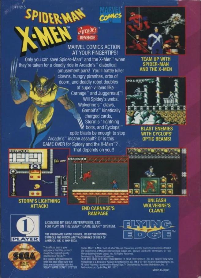 Spider-Man and the X-Men: Arcade's Revenge box back