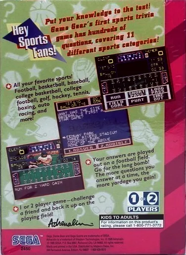 Sports Trivia: Championship Edition box back