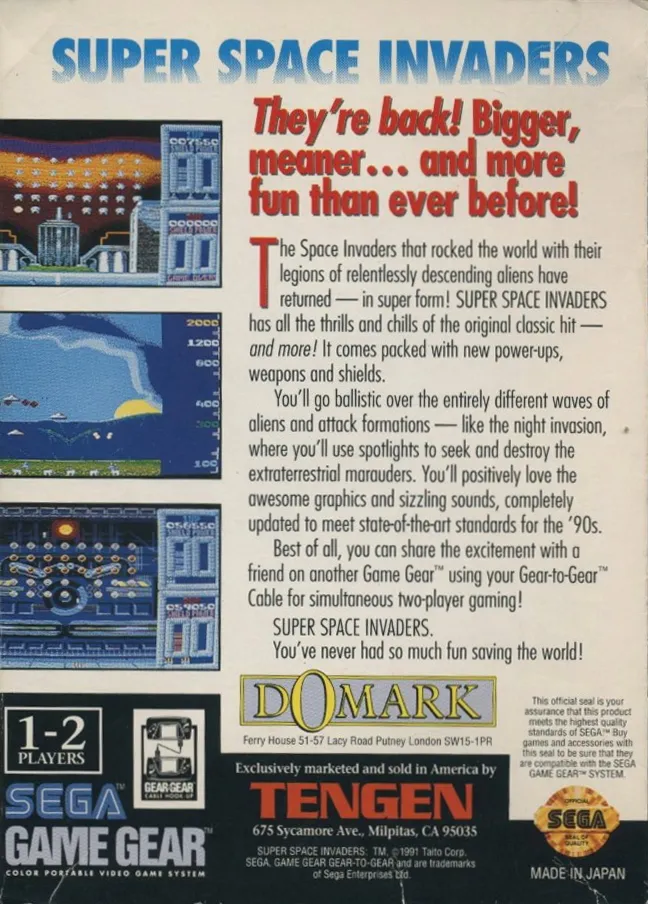 Super Space Invaders box back
