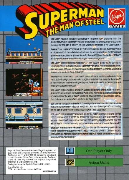 Superman: The Man of Steel box back