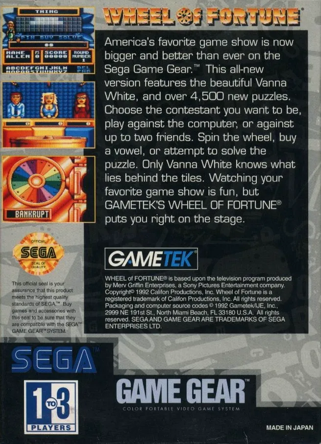 Wheel of Fortune box back
