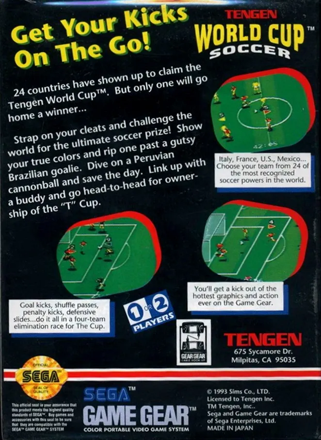 Tengen World Cup Soccer box back