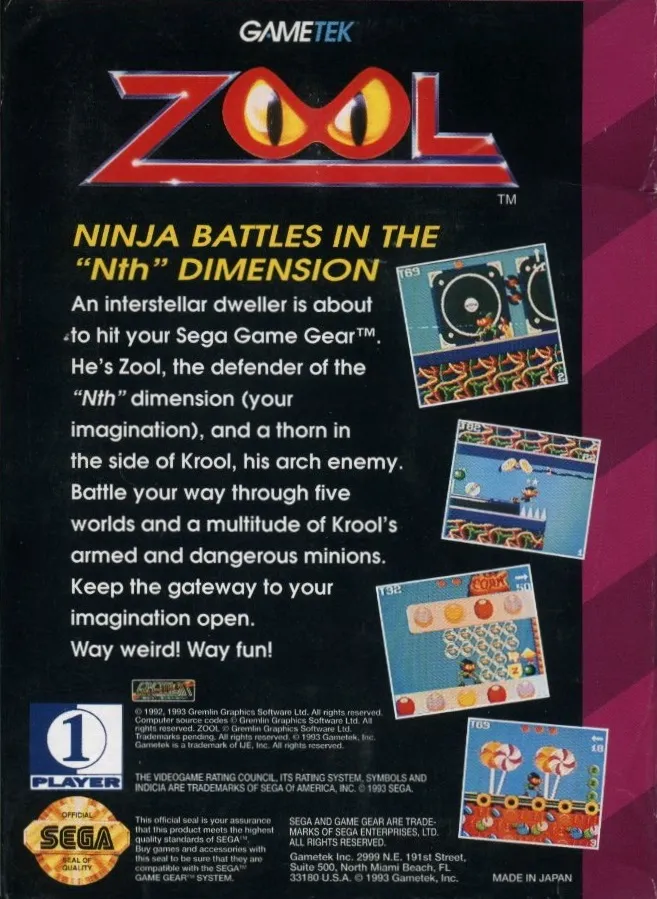Zool: Ninja of the "Nth" Dimension box back
