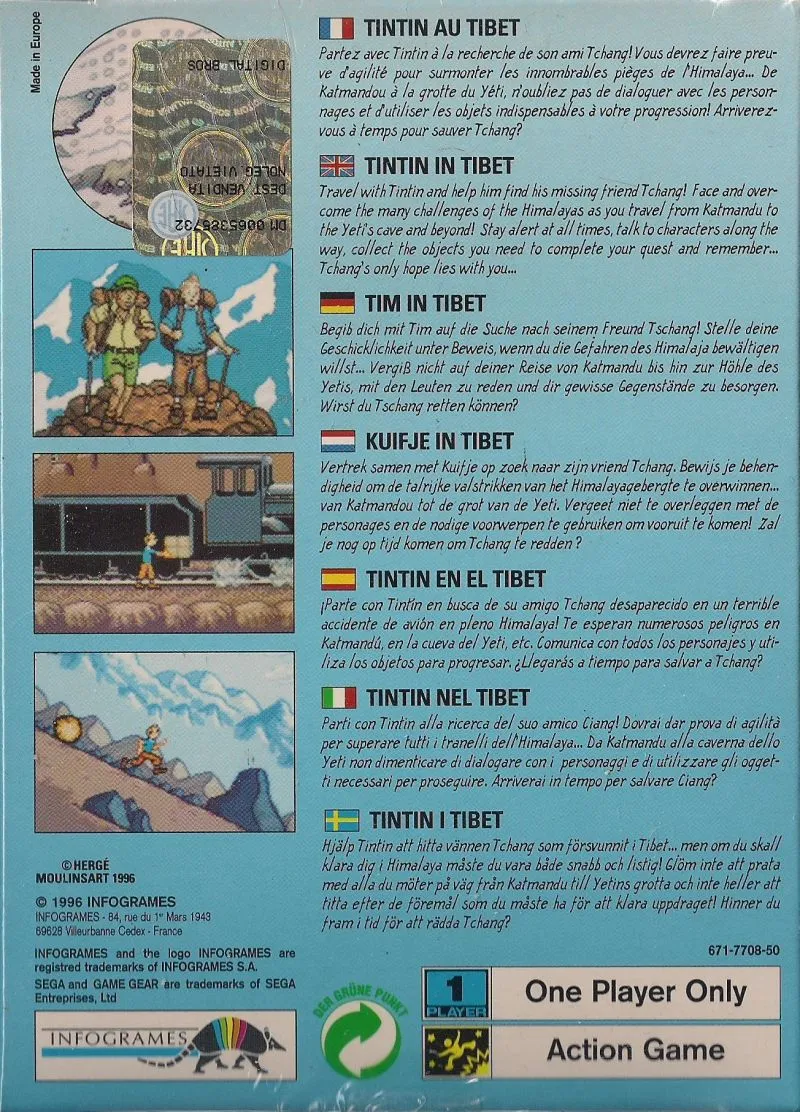 Tintin in Tibet box back