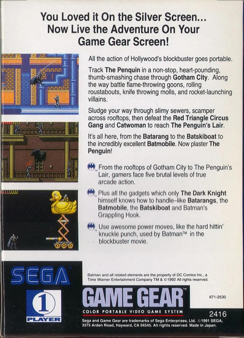 Batman Returns box back