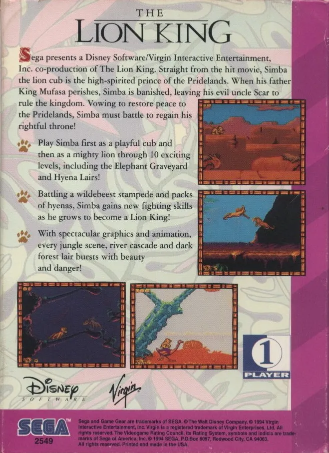 The Lion King box back