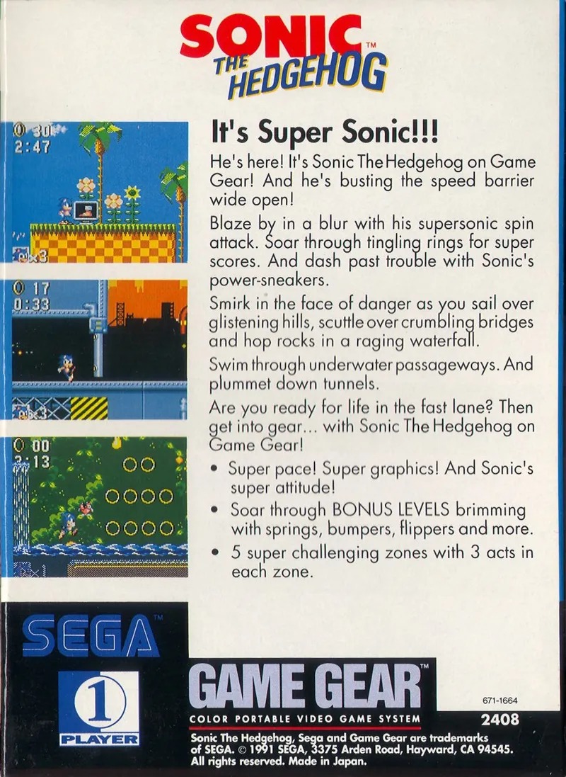 Sonic the Hedgehog box back