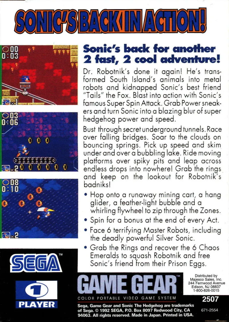 Sonic the Hedgehog 2 box back