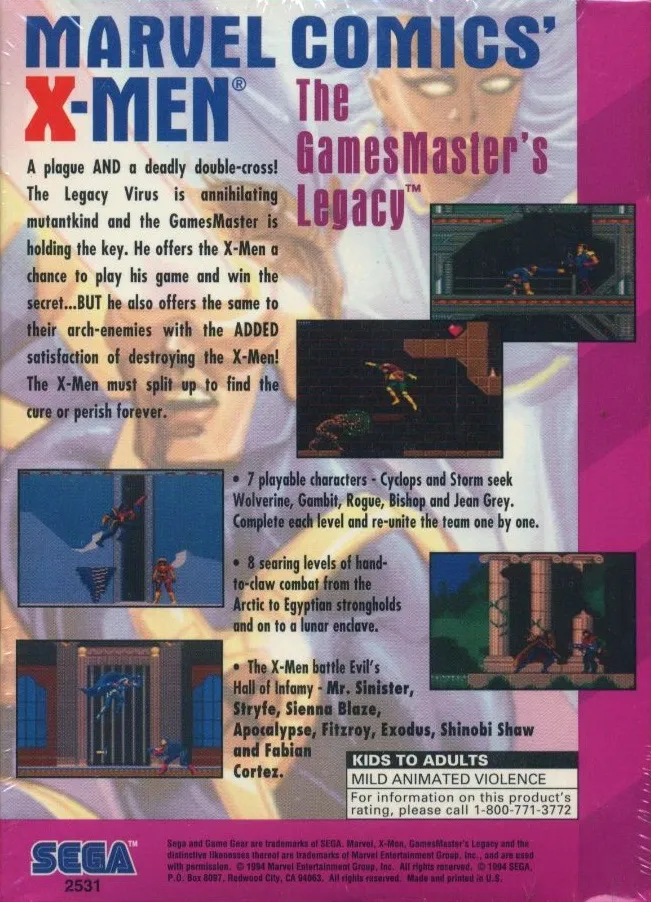 X-Men: GamesMaster's Legacy box back