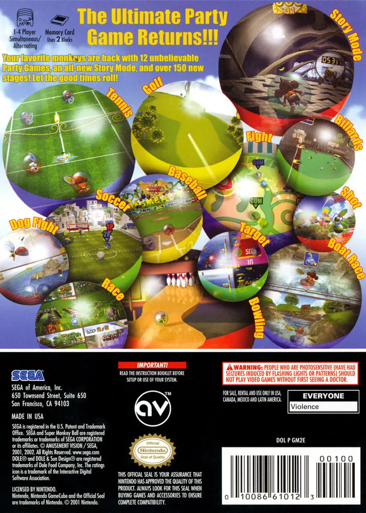 Super Monkey Ball 2 box back