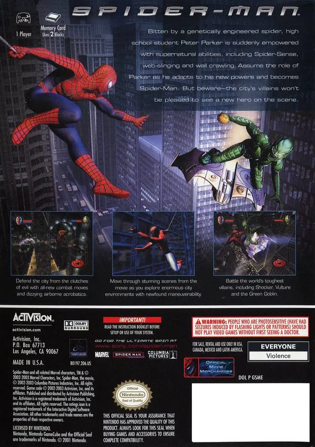 Spider-Man box back