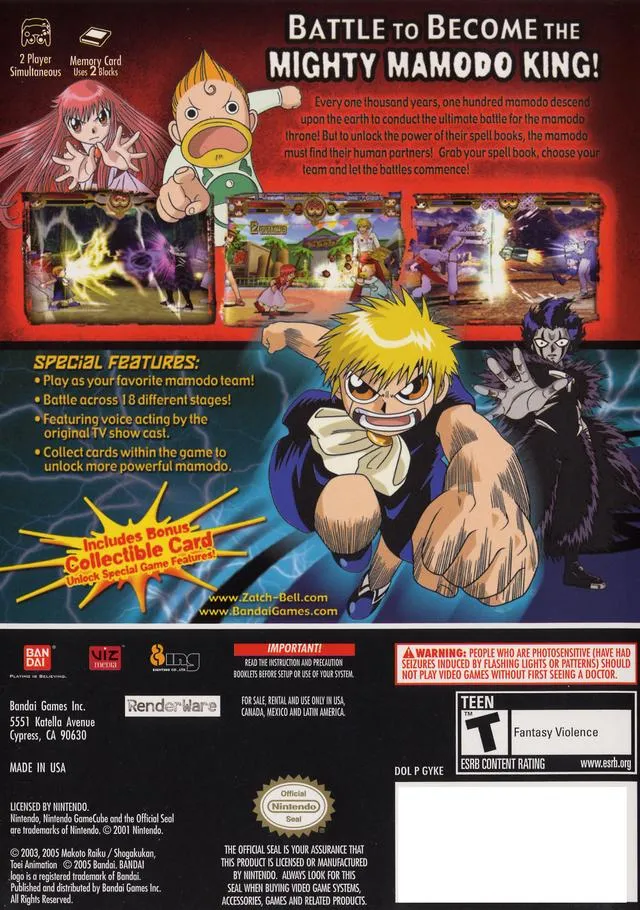 Zatch Bell! Mamodo Battles box back