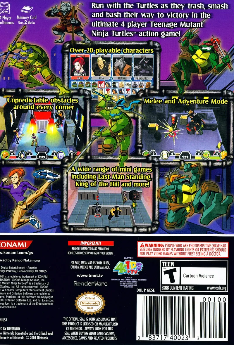 TMNT: Mutant Melee box back
