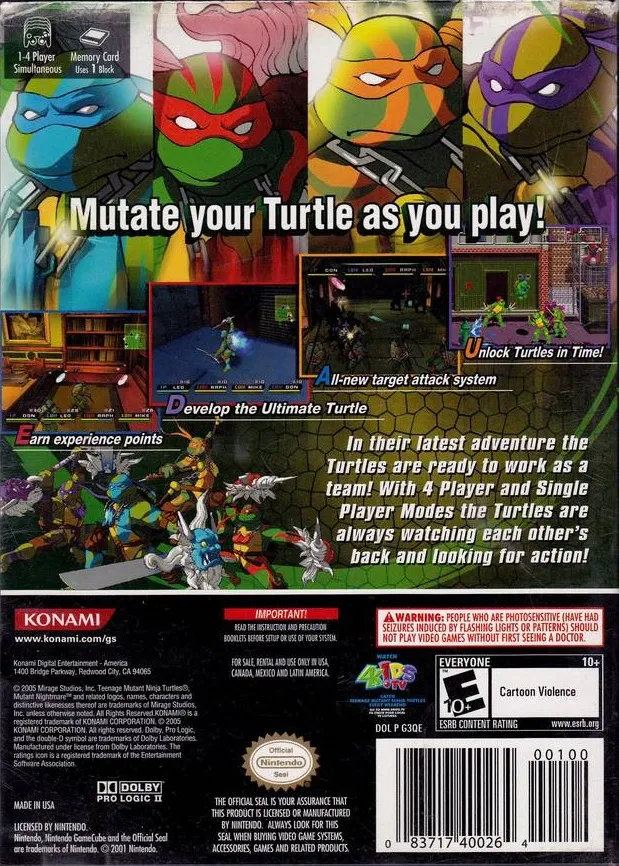 Teenage Mutant Ninja Turtles 3: Mutant Nightmare box back