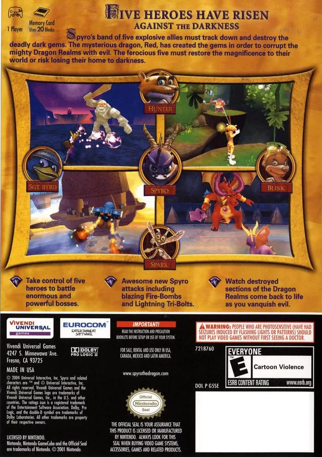 Spyro: A Hero's Tail box back
