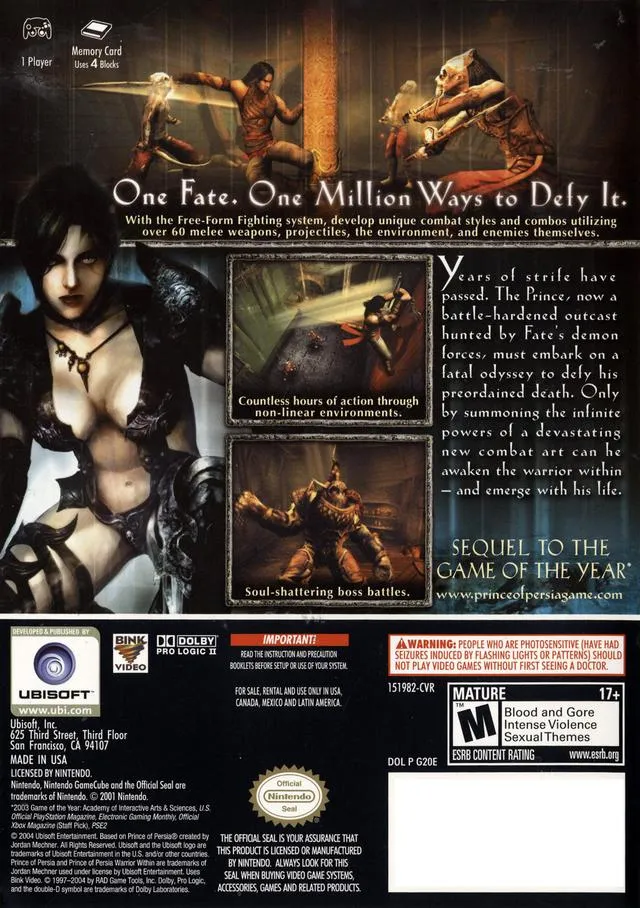 Prince of Persia: Warrior Within box back