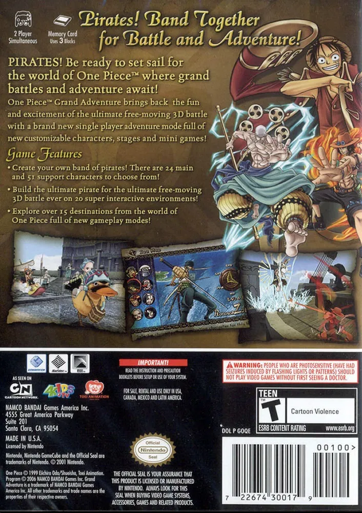 Shonen Jump's One Piece: Grand Adventure box back