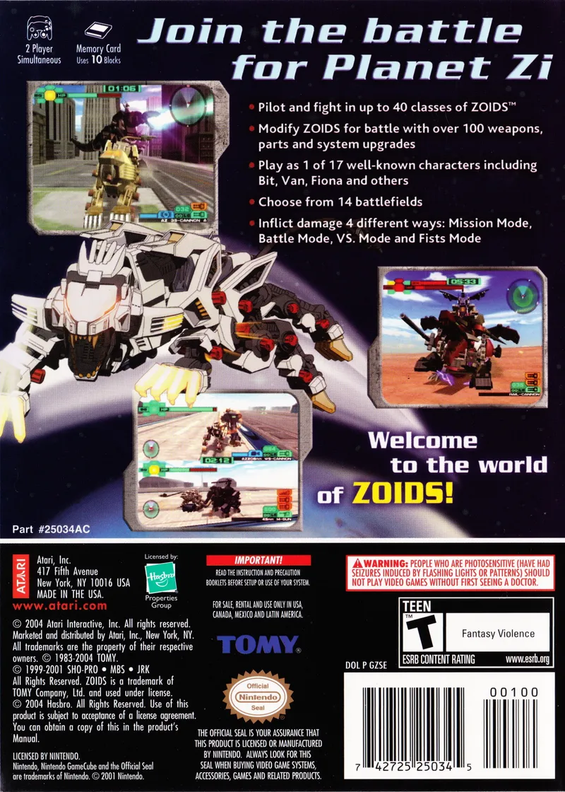 Zoids: Battle Legends box back