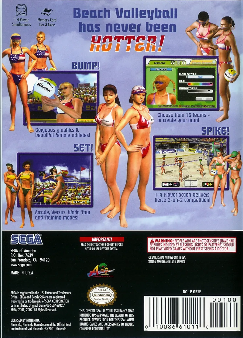 Beach Spikers: Virtua Beach Volleyball box back
