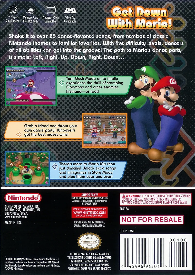 Dance Dance Revolution: Mario Mix box back