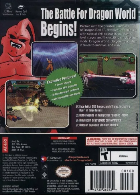 Dragon Ball Z: Budokai 2 box back