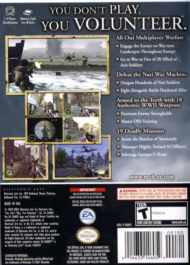 Medal of Honor: Frontline box back