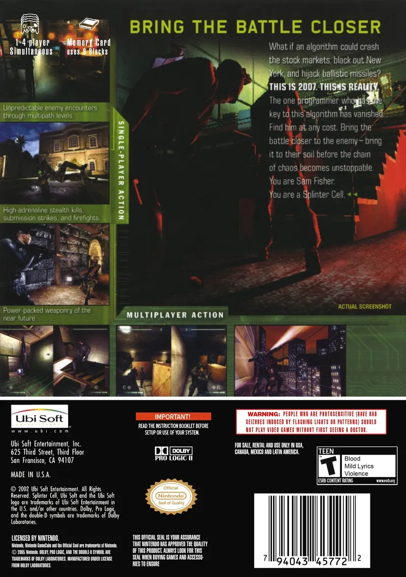 Tom Clancy's Splinter Cell: Chaos Theory box back
