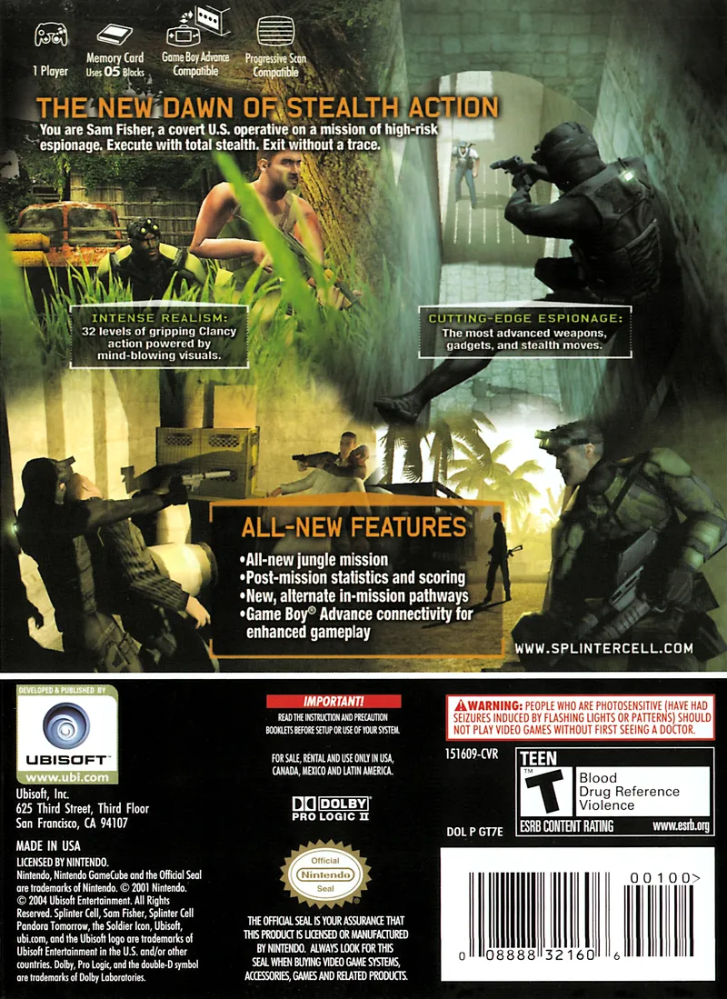 Tom Clancy's Splinter Cell: Pandora Tomorrow box back