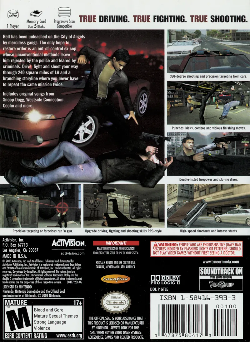 True Crime: Streets of LA box back