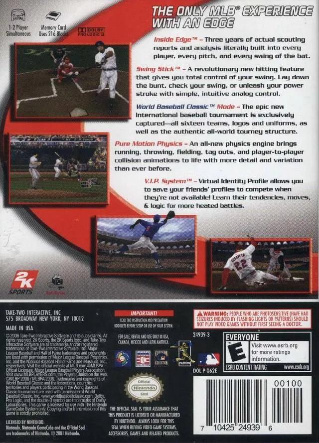 Major League Baseball 2K6 box back