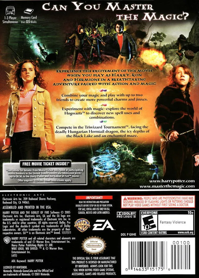 Harry Potter and the Goblet of Fire box back