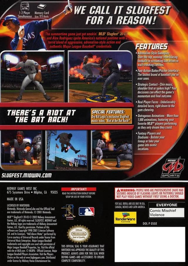 MLB SlugFest 2003 box back