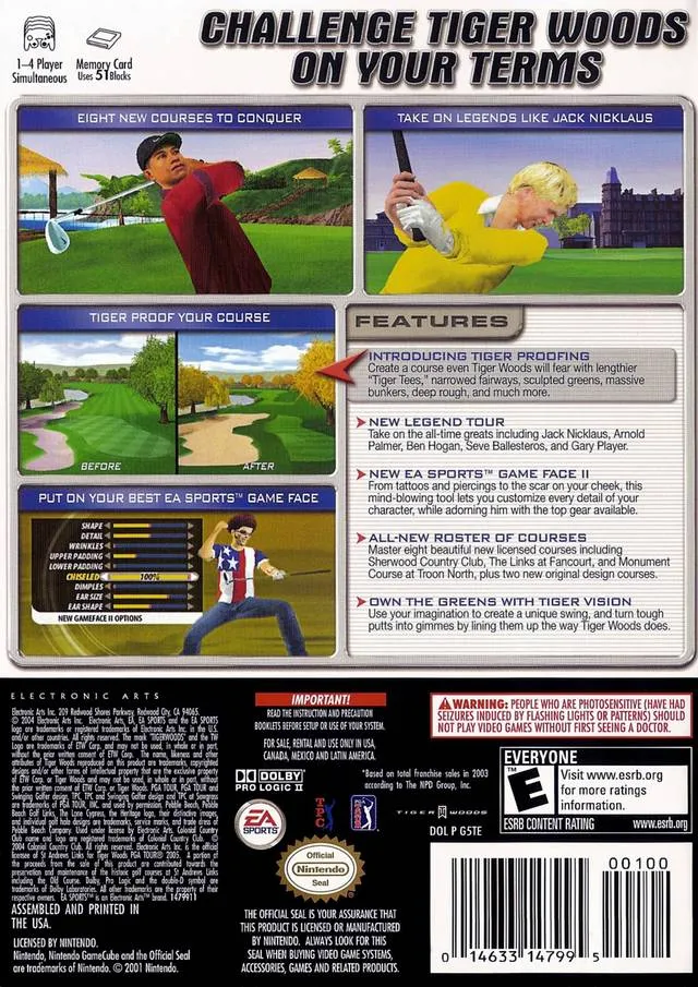 Tiger Woods PGA Tour 2005 box back