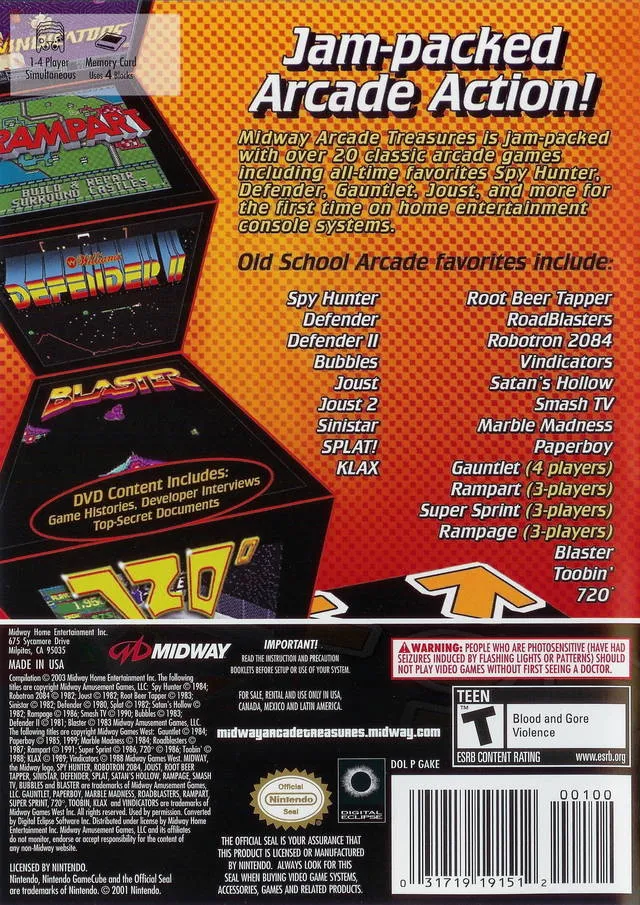 Midway Arcade Treasures box back