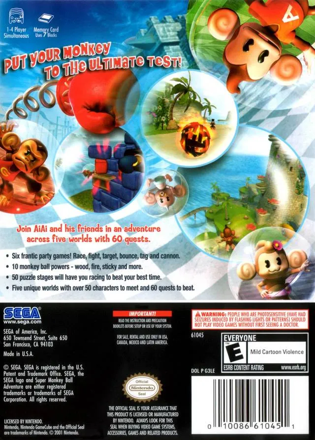 Super Monkey Ball Adventure box back