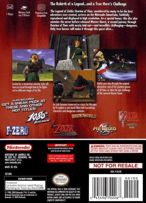 The Legend of Zelda: Ocarina of Time / Master Quest box back