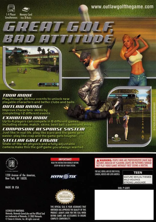 Outlaw Golf box back