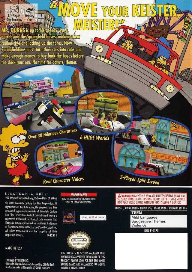The Simpsons: Road Rage box back