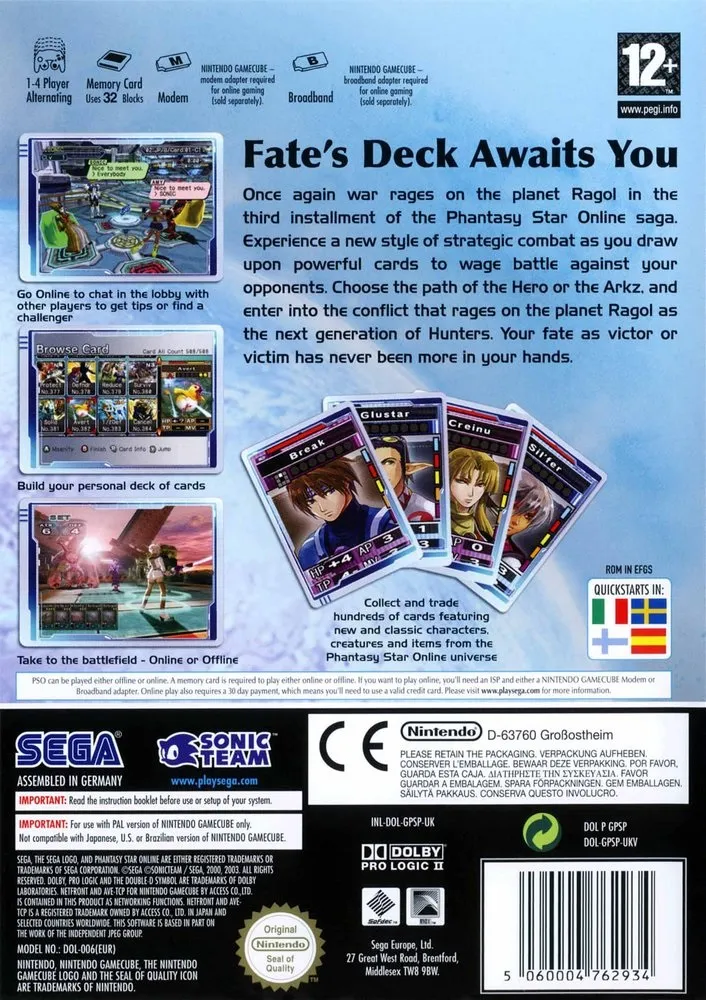 Phantasy Star Online Episode III: C.A.R.D. Revolution box back