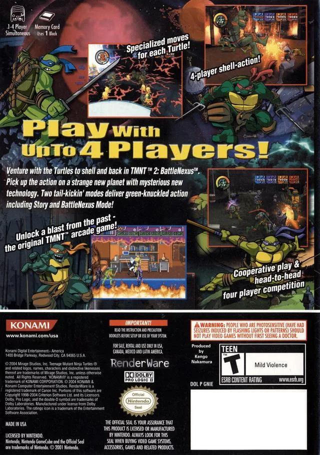 Teenage Mutant Ninja Turtles 2: Battle Nexus box back