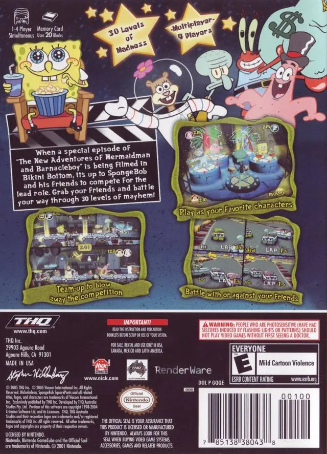 SpongeBob SquarePants: Lights, Camera, Pants! box back