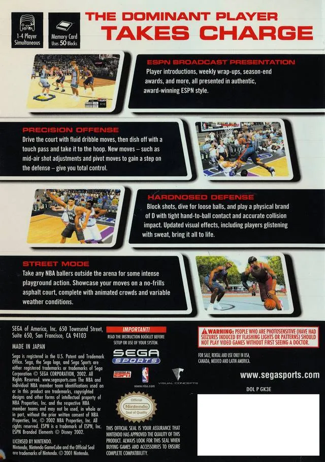 NBA 2K3 box back