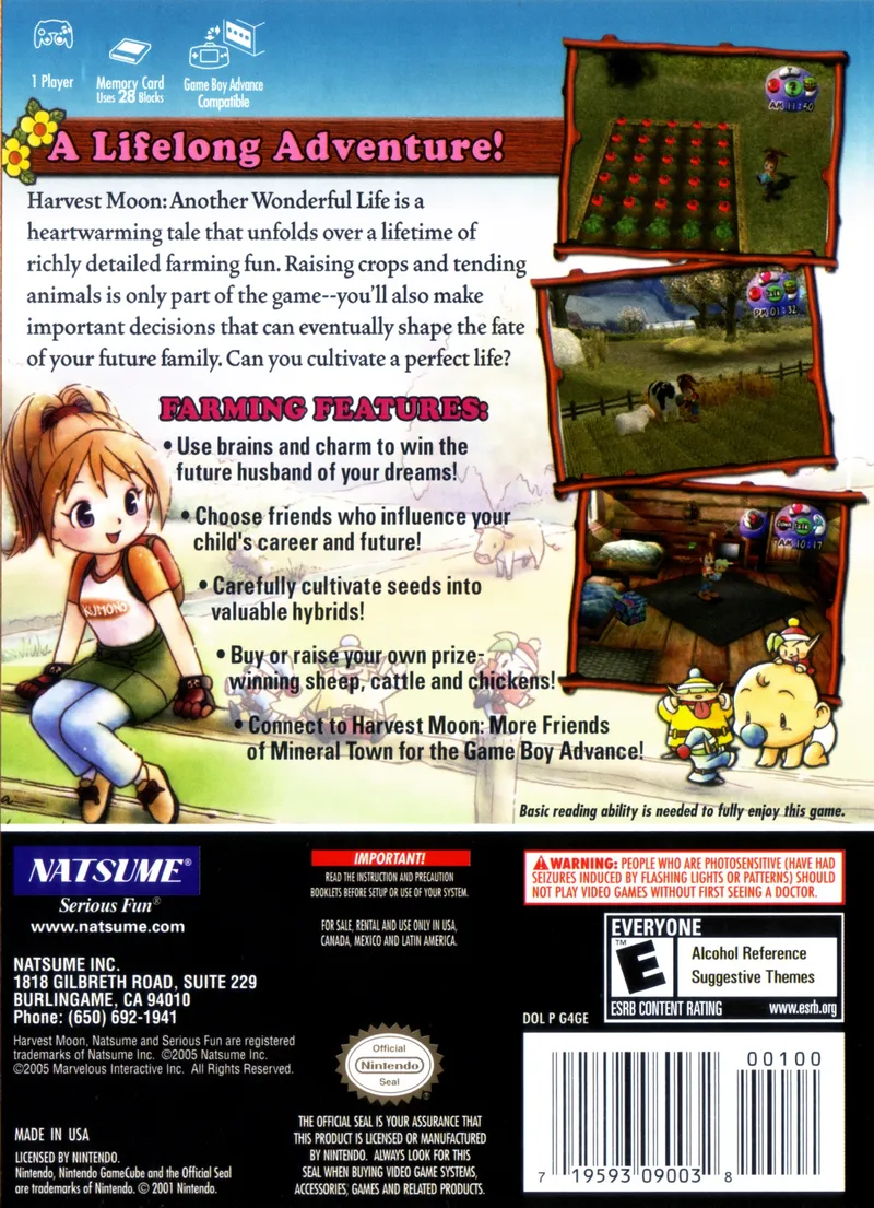 Harvest Moon: Another Wonderful Life box back