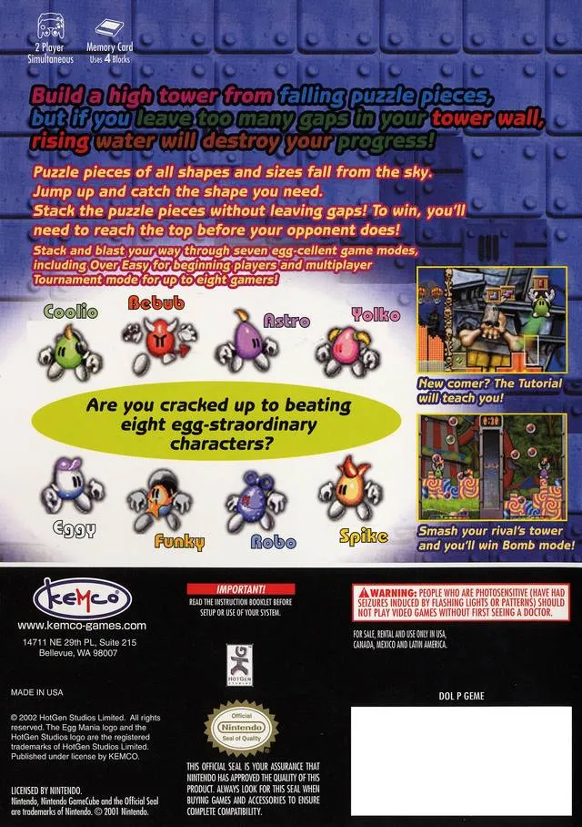 Egg Mania: Eggstreme Madness box back