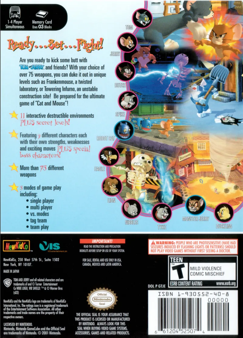 Tom and Jerry in War of the Whiskers box back