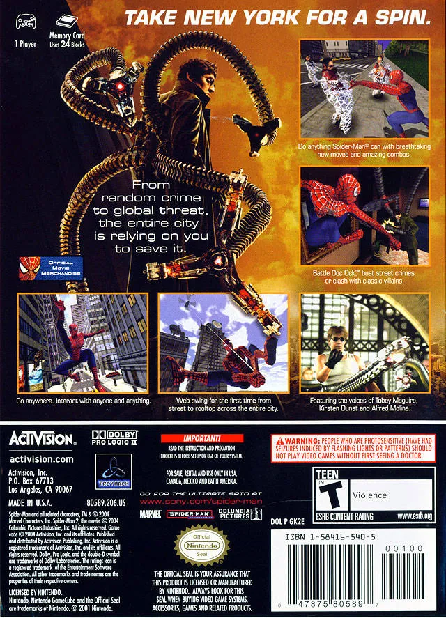 Spider-Man 2 box back