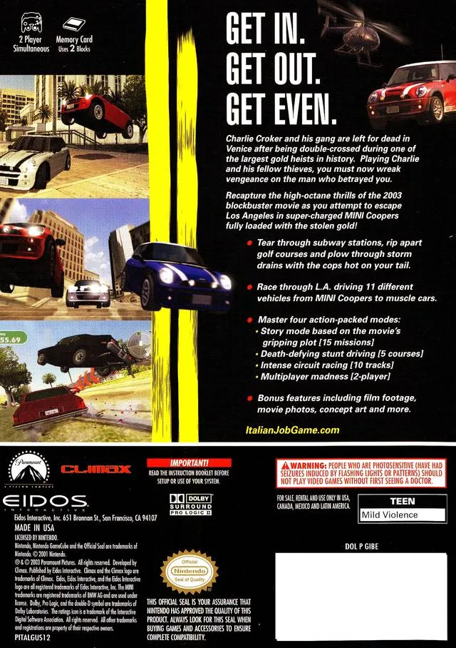 The Italian Job box back