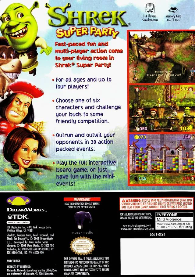 Shrek: Super Party box back